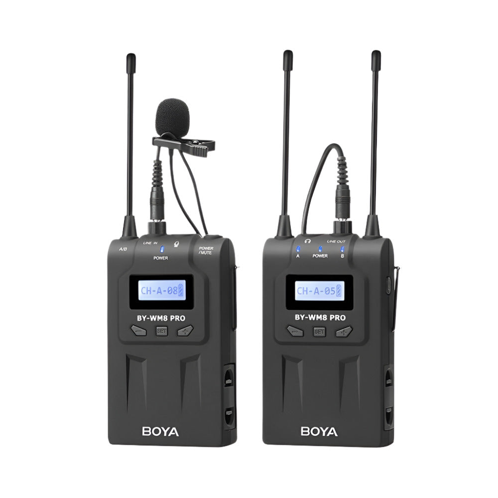 Two BOYA BY-WM6 PRO wireless microphone systems